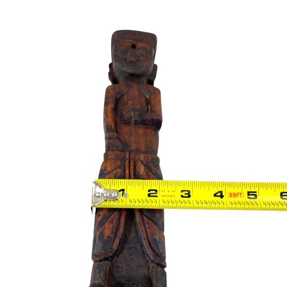 Hand-Carved Tribal Wooden Figurine Sculpture 12" Tall Unique Ethnic Art Decor - Picture 6 of 12
